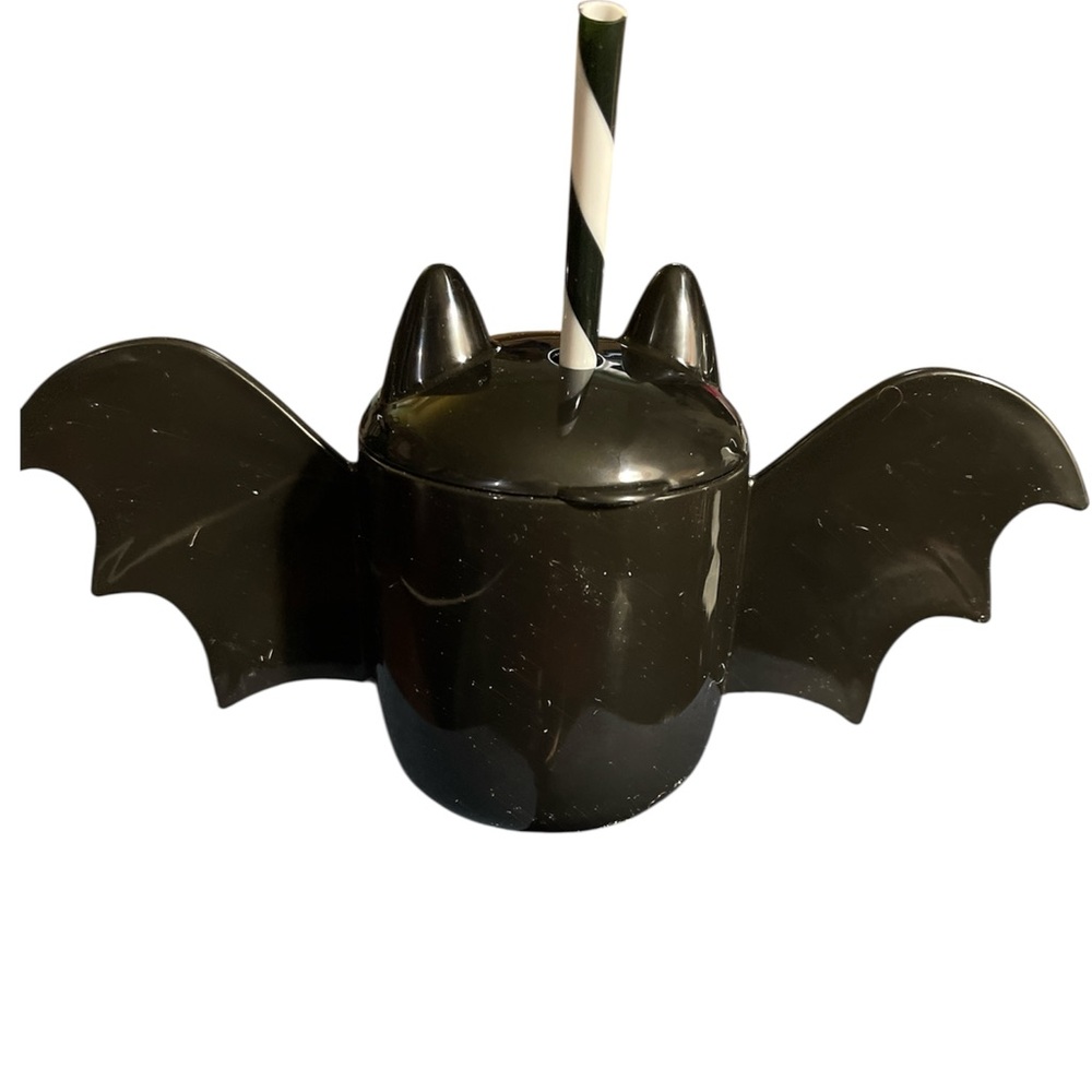 Black Bat-Shaped Drinkware with Straw NWT - Picture 2 of 4